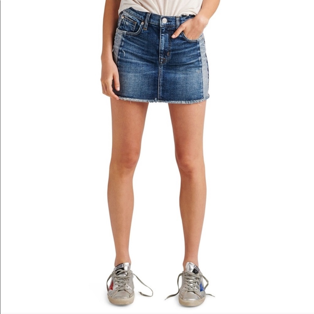 HUDSON Viper Mini Skirt Raw Hem Side Panel